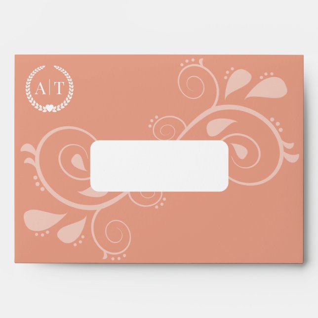 Elegant Paisley Monogram with Return Address Envelope (Front)