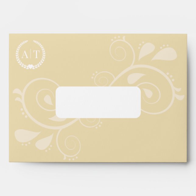 Elegant Paisley Monogram with Return Address Envelope (Front)