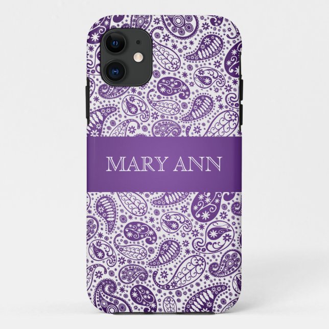 Elegant Paisley Pattern Purple Case-Mate iPhone Case (Back)