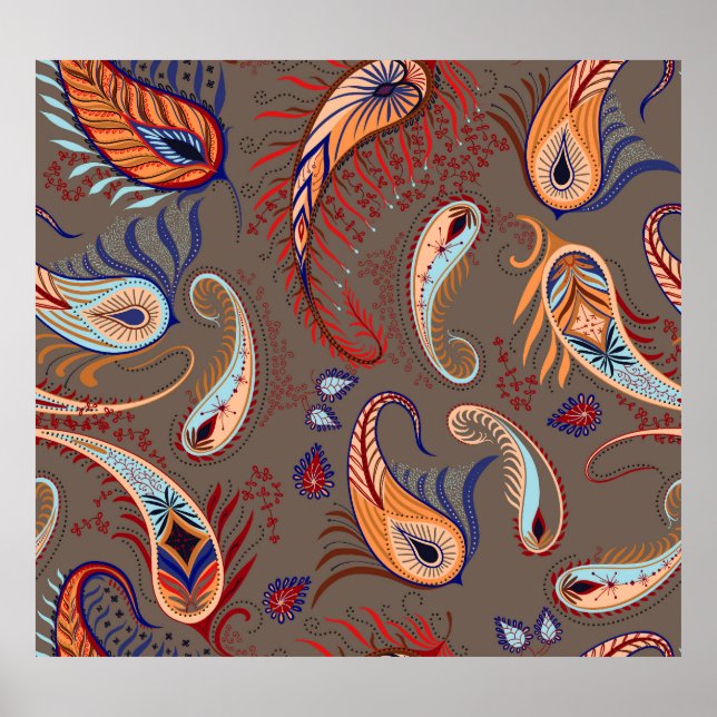 Elegant Paisley Print: Vintage Pattern Poster (Front)