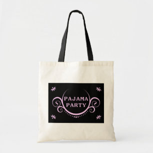 elegant pajama party invitation tote bag