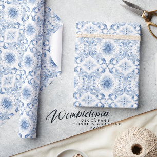 Elegant Pale Blue Floral Pattern Wrapping Paper