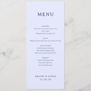 Elegant Pale Blue Minimalist Menu
