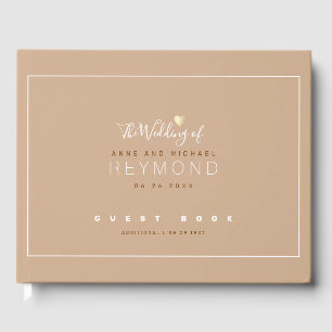elegant pale brown wedding guest-book guest book