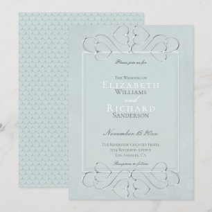 Elegant Pale Dusty Blue Romantic Wedding Invitation
