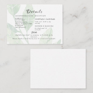 Elegant Pale Foliage Cash Bar & Shuttle  Enclosure Card