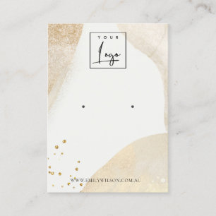 Elegant Pale Gold Abstract Shape Earring Display Business Card