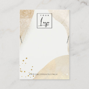 Elegant Pale Gold Abstract Shape Necklace Display Business Card
