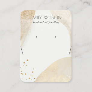 Elegant Pale Gold Abstract Shape Necklace Display Business Card