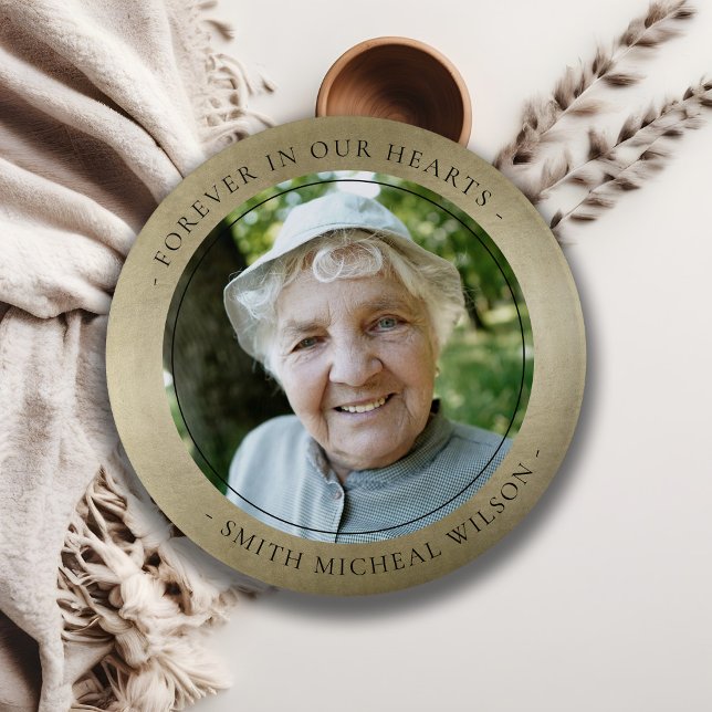 Elegant Pale Gold Foil Sympathy Memorial Photo 2 Inch Round Button (Creator Uploaded)