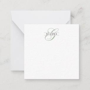 Elegant Pale Green Calligraphy Split Monogram Card