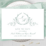 Elegant Pale Green Watercolor Monogram Calligraphy Save The Date<br><div class="desc">Announce your wedding date with this striking wedding save the date card featuring exquisite hand drawn botanical monogram elegantly framing couples initials in pale green hues. Simple, elegant, timeless and clean style with hand written calligraphy details. Back with beautiful watercolor wash background in pale green, sage and mint light green...</div>