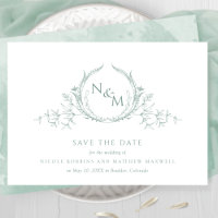 Elegant Pale Green Watercolor Monogram