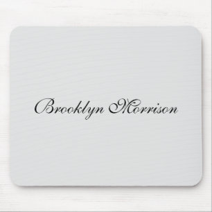 Elegant pale grey custom script monogram name mouse pad