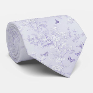 Elegant Pale Lavender Floral and Butterflies Tie