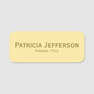 Elegant Pale Lemon Yellow Gold Modern Professional Name Tag