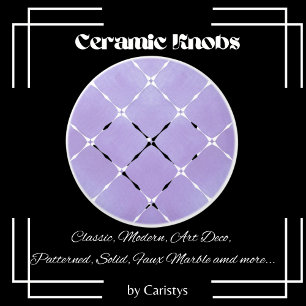 Elegant Pale Mauve & White Squares Ceramic Knob