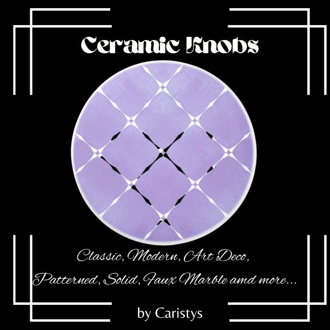 Elegant Pale Mauve & White Squares Ceramic Knob (Creator Uploaded)