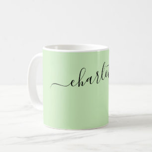Elegant Pale Mint Colour Modern Name Personalized Coffee Mug