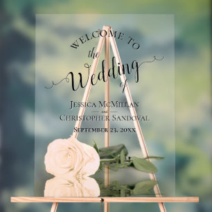 Elegant Pale Peach Rose Romantic Wedding Welcome Acrylic Sign