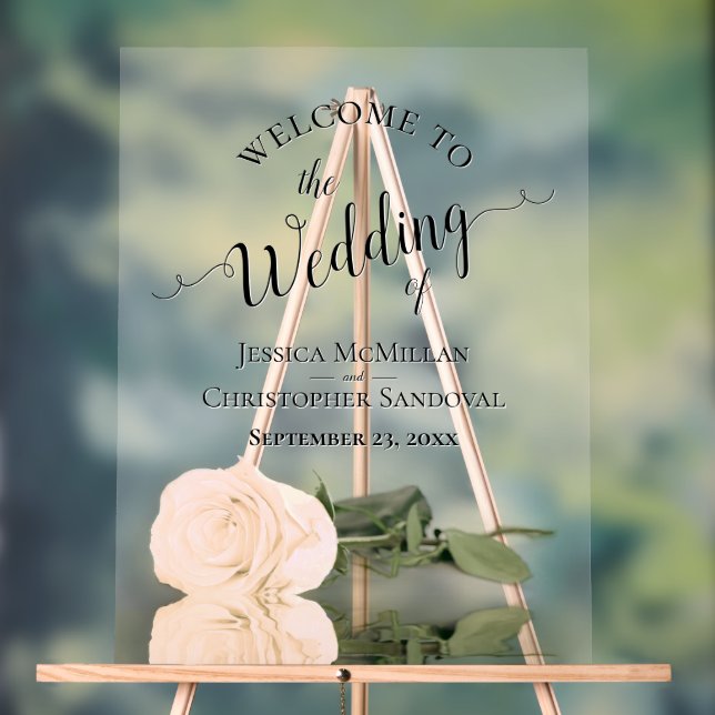 Elegant Pale Peach Rose Romantic Wedding Welcome Acrylic Sign (Neutral)
