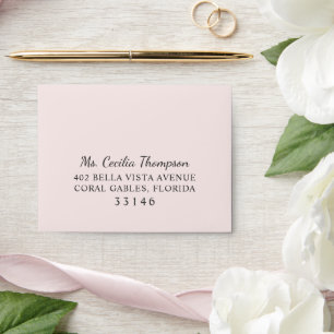 Elegant Pale Pink and Black RSVP Wedding Envelopes