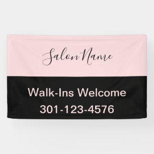 Elegant Pale Pink and Black Script Salon Name Banner