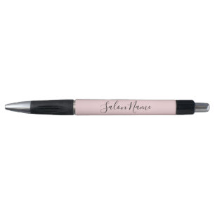 Elegant Pale Pink Black Text Business Salon Name Pen
