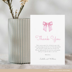Elegant Pale Pink Bow Baby Shower Thank You Card