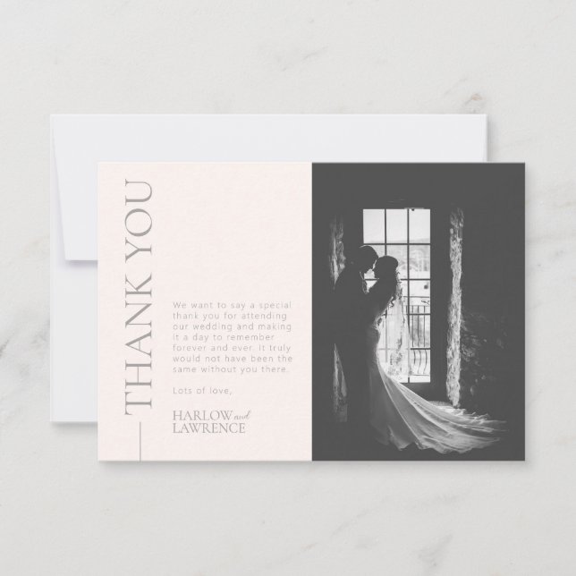Elegant Pale Pink Photo Thank You Card (Front)