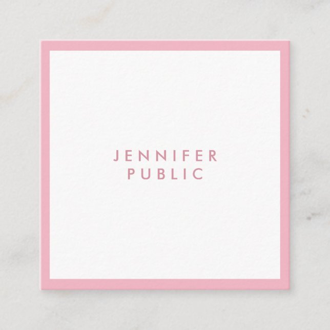 Elegant Pale Pink Professional Minimalist Template Square Business Card (Front)
