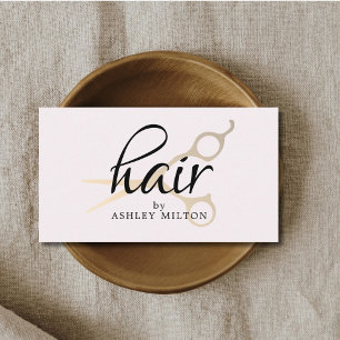 Elegant Pale Rose Faux Metal Scissors Hairstylist Business Card