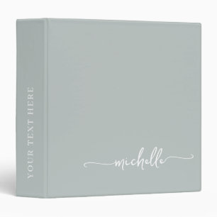 Elegant Pale Sage Green Monogram Name Script Binder
