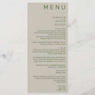 Elegant Pale Silver Minimal ﻿Modern Wedding Dinner Menu