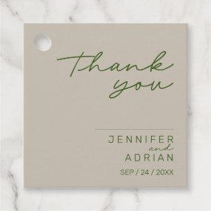 Elegant Pale Silver Minimal Thank You Wedding  Favour Tags