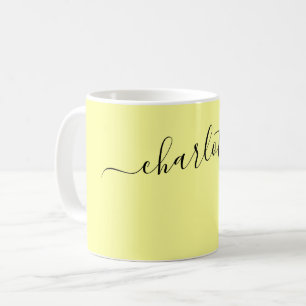 Elegant Pale Yellow Colour Modern Name Personalize Coffee Mug