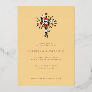 Elegant Pale Yellow Floral Wedding Invitation