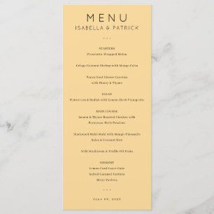 Elegant Pale Yellow Minimalist Menu