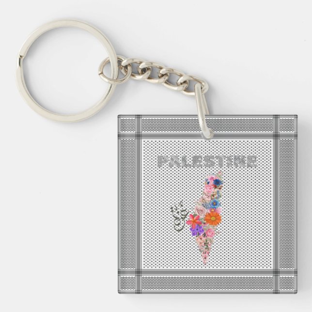 Elegant Palestine Keychain, Palestinian Scarf  Keychain (Front)