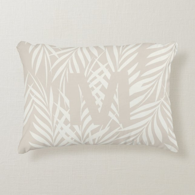 Elegant Palm Leaves Milk Cappuccino Pattern Accent Pillow (Front)