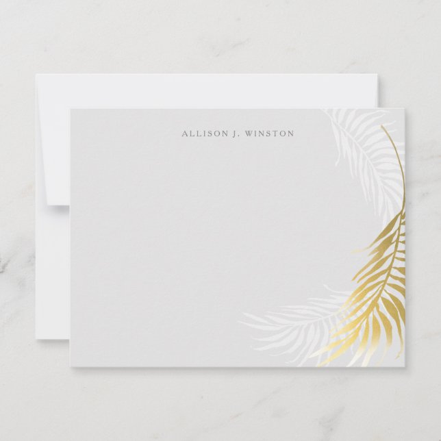 Elegant Palm Leaves Personalized Stationery Card (Front)