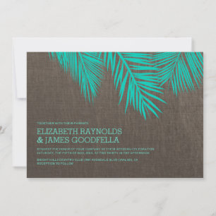 Elegant Palm Tree Burlap Wedding Invitations