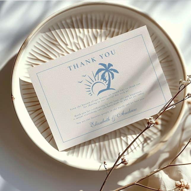 Elegant Palm Tree Hand Drawn  Wedding Thank You Card (Creator Uploaded)
