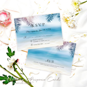 Elegant Palm Tree Tropical Beach Wedding RSVP Card