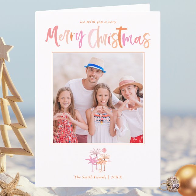 Elegant Palm Tree Tropical Christmas Photo Holiday Card (Creator Uploaded)