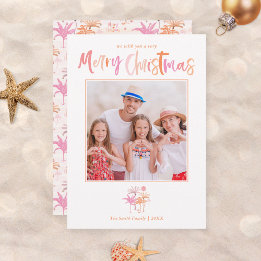 Elegant Palm Tree Tropical Christmas Photo Holiday Card