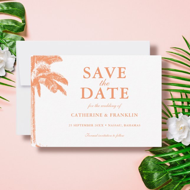Elegant Palm Tree Tropical Wedding Save The Date (Creator Uploaded)
