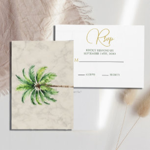 Elegant  Palm Tree Watercolor Wedding RSVP Card