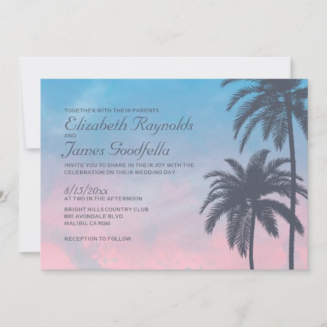 Elegant Palm Tree Wedding Invitations (Front)