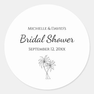 Elegant Palm Trees Tropical  Modern Bridal Shower  Classic Round Sticker